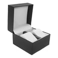 thumbnail image 4 of Estuche de viaje para dos relojes: Estuche de viaje de piel sintética negra, organizador portátil y protector para hombre, expositor para regalo de pareja., 4 of 6