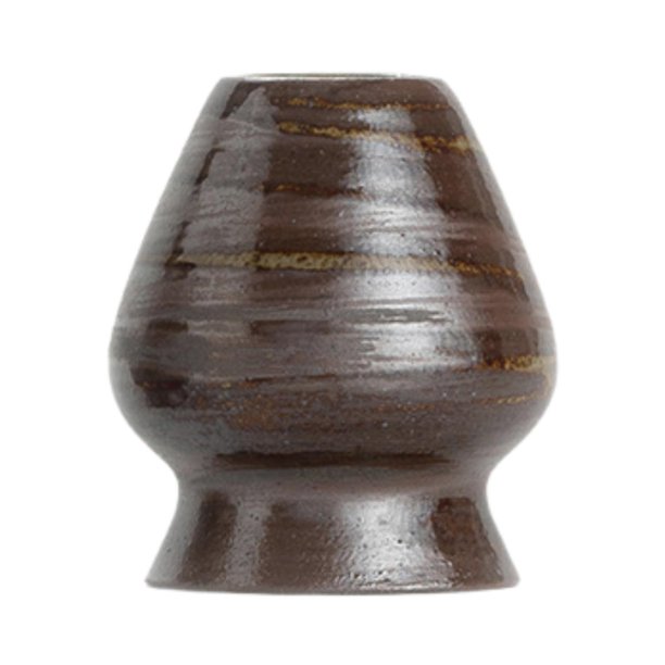 Soporte para batidor de matcha de cerámica, herramienta práctica y reutilizable para té. Marrón