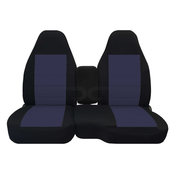 Fits 2004-2012 Ford Ranger Velour Seat Covers 60/40 Bench w Opening Console:Blk-Blue Gray