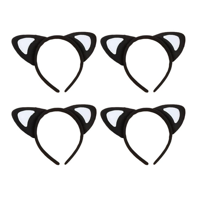 Diademas con orejas de gato jinwen de felpa corazón blanco