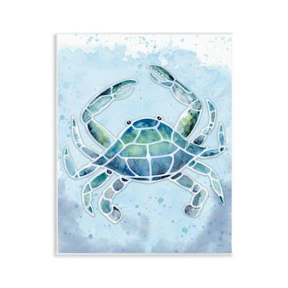 Stupell Industries Stained Glass Crab Nautical & Beach Painting Unframed Art Print Wall Art, 11 x 14