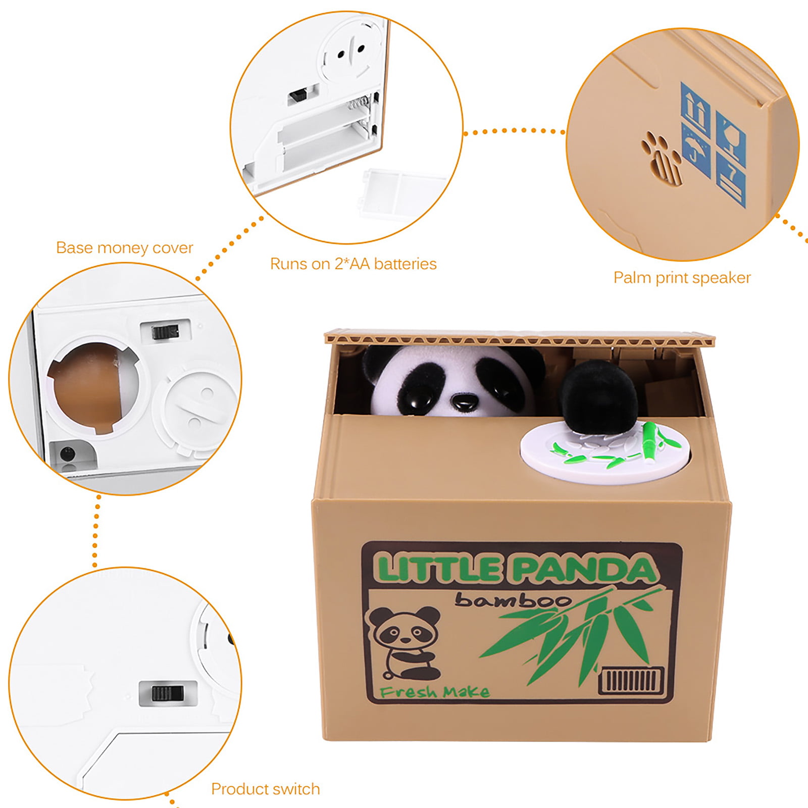 Cute Panda Automated Piggy Bank Money Box Stealing Coin Saving Money Box Gift US 