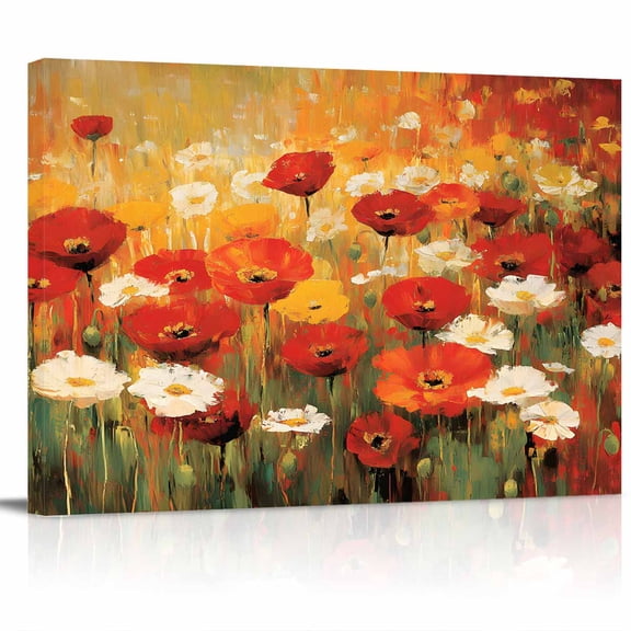 Flower Wall Art Modern Home Artwork Decor For Drawing Room Bathroom Ready To Hang 18x12 Inch Multicolour