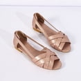 thumbnail image 5 of Samdudou Flat Sandals for Women Open Toe Slingback Slip On Shoes Elegant Criss Cross Interwoven Straps Luminous Metallic Finish Chic Summer Dressy Footwear, 5 of 9