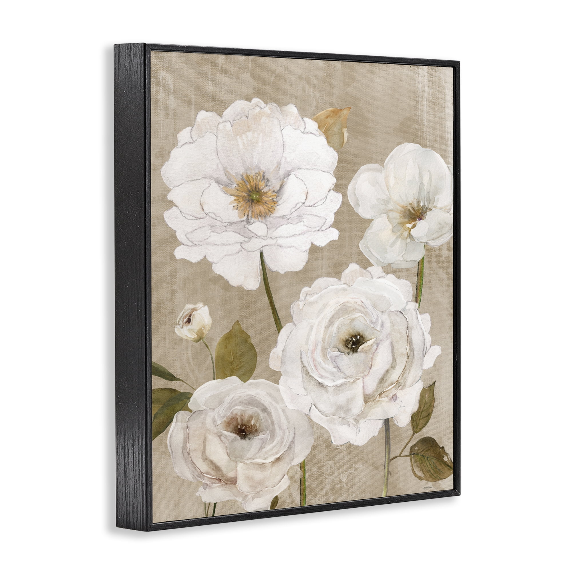 Stupell Industries Rustic Blooms in White Black Framed Giclee Art, design by Carol Robinson