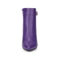 thumbnail image 2 of BLISSFUL STEP Women's Ankle Boots Pointed Toe Buckle Decor Zipper Block Heel Purple 9, 2 of 5