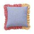 thumbnail image 2 of Linnome Plaid Ruffled Throw Pillow Three Color Patchwork Heart Decorative Cushion for Sofa Bedroom 17.72x17.72in, 2 of 7