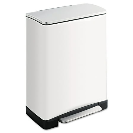 - Safco Square Step-On Cans, Steel, 13gal, White