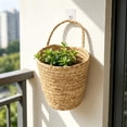 thumbnail image 5 of Naittoop Hanging Wicker Basket Hyacinth Storage Basket Portable Wall Hanging Flower Basket Organizer Fruit Vegetable Rattan Box Home Decoration Height 7.28 in, 5 of 6