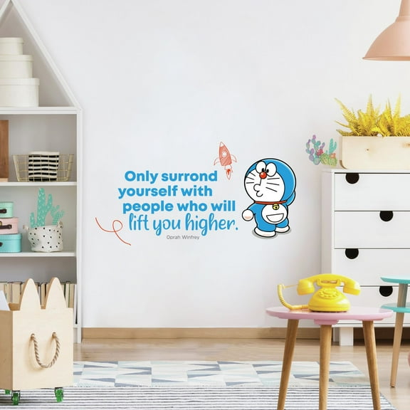 Lift You Doraemon Life Quote Cartoon Quotes Decors Wall Sticker Art Design Decal for Girls Boys Kids Room Bedroom Nursery Kindergarten Home Decor Stickers Wall Art Vinyl Decoration (15x30 inch)