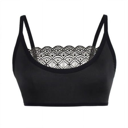 

Sexy Bra Women Lace Bralette Sexy Lingerie Underwear Wireless Solid Color Lace Stitching Bra black 2XL