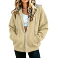 thumbnail image 6 of Hurxie Women's Zip Up Y2K Hoodies Casual Long Sleeve Sweatshirts Fall Winter Track Jackets with Pockets Khaki,S, 6 of 7