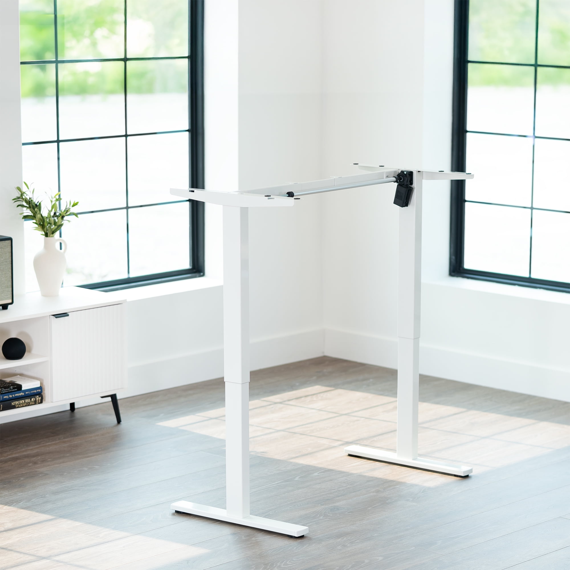 VIVO White Electric Stand Up Desk Frame, Single Motor Standing Adjustable Base