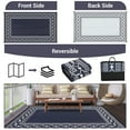 thumbnail image 3 of HOMERRY Geometric Border Outdoor Rug Straw Plastic Area Rug for Balcony Pool RV Waterproof Reversible Carpet, Navy, 8'x 10', 3 of 6