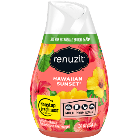 Renuzit Adjustable Solid Gel Air Freshener Cone, Hawaiian Sunset, Nonstop Freshness, 7 Ounces, 1 Cone