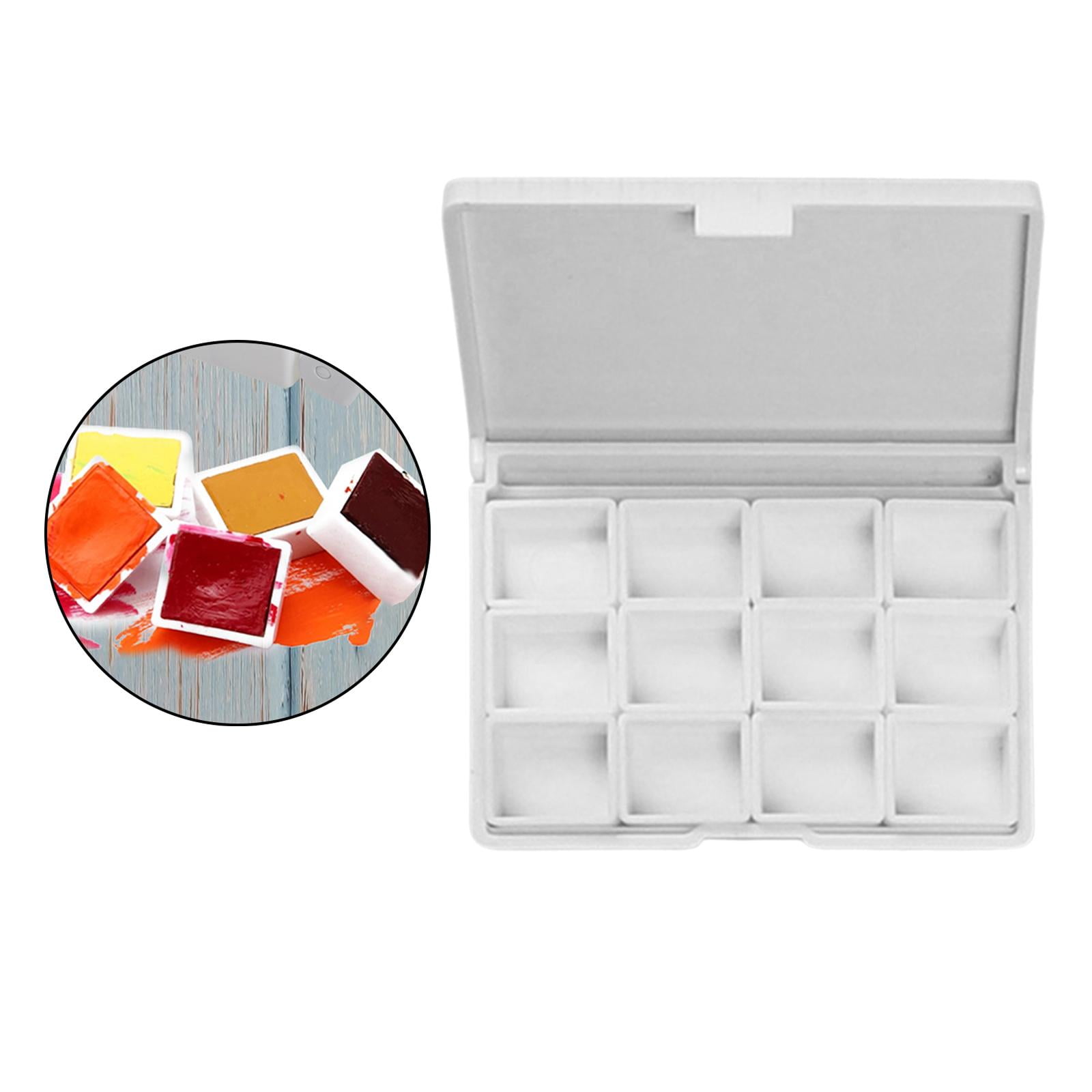 Milageto Watercolor Travel Palette Portable Plastic Organizer with Lid Half Pans Case for