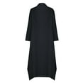 thumbnail image 5 of MIUOWANP Long Sleeve Dress for Women Plus Size Womens Spring And Summer V-Neck Solid Cotton And Linen Casual Pocket Long Sleeved Dress On Sale,Size XXXXL Black, 5 of 6