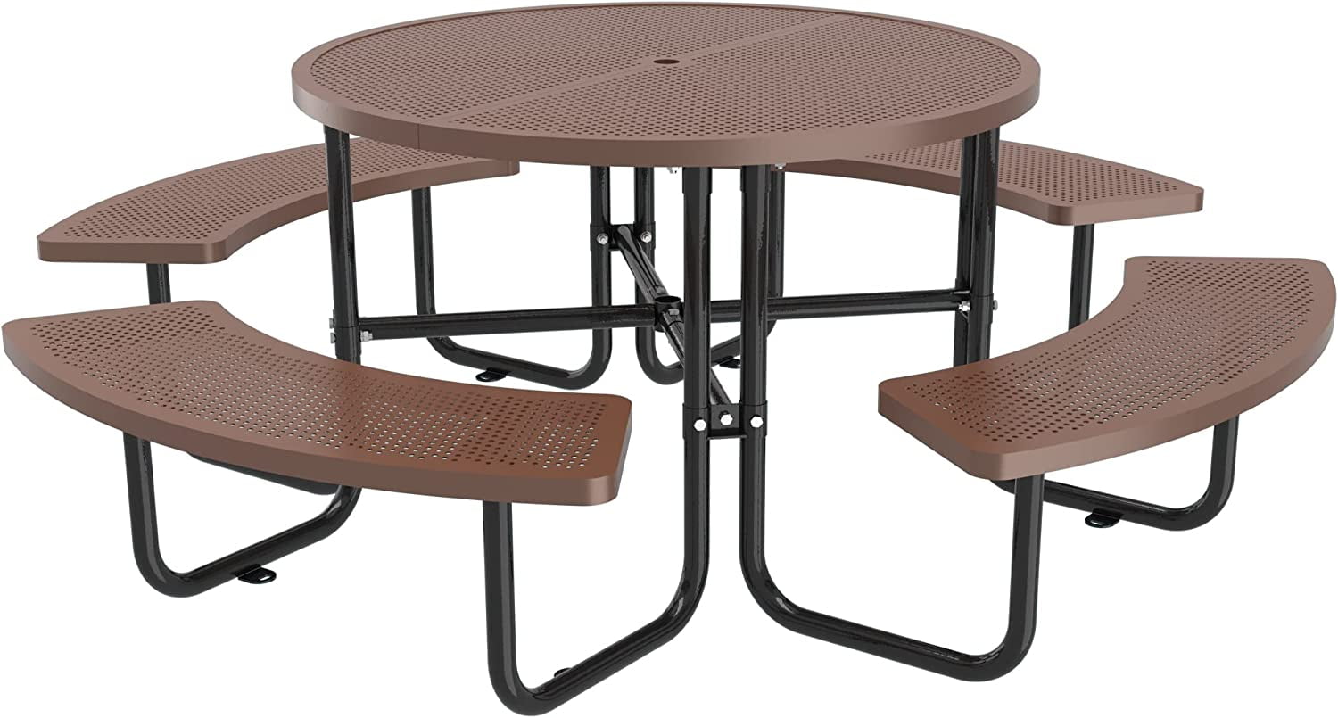 46'' Steel Round Picnic Table for Outdoors, Expanded, Lifetime Picnic