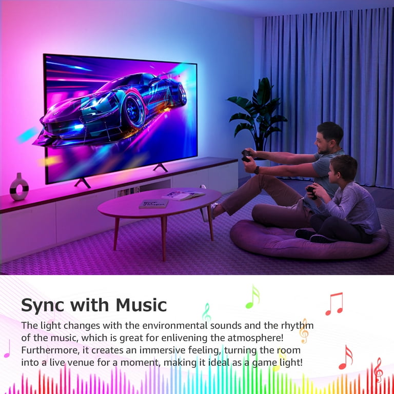 Lepro 49.2ft Music Sync LED Strip Lights for Bedroom, Upgrade 5050 RGB  Lights Strip with Remote, MagicColor for Bedroom , Home , Wall , Valentines  Day Decor 