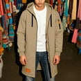 thumbnail image 5 of Mens Trench Coat Hoodie Long Jacket Full Zip Winter Business Overcoat Flannel Fleece Tunic Sweatshirt with Pockets, 5 of 7