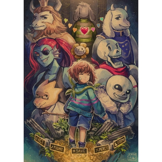 Pintura decorativa para pared con póster Undertales, estilo retro, anime