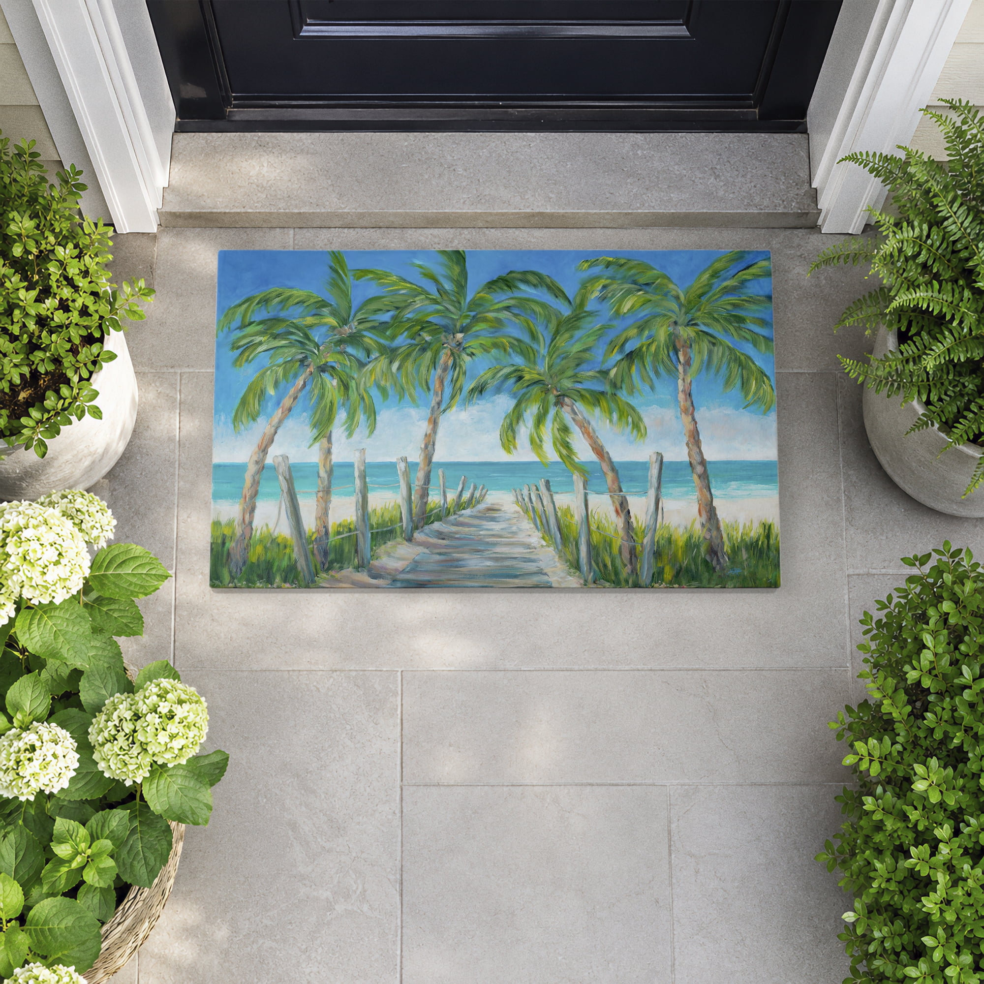 Stupell Industries Beach Path Lined with Palms Printed Outdoor Door Floor Mat, design by Julie DeRice