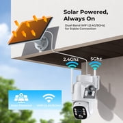 TOGUARD SC56 Solar Wireless Security Camera System Outdoor with 500G Hard Drive 4pcs 2K PTZ Dual Lens Linkage Security Surveillance Cameras Multi-Angle Monitoring