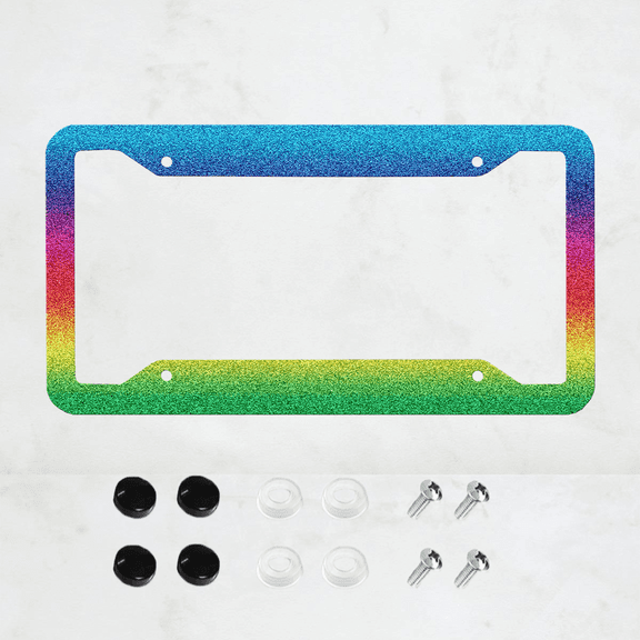 1 Piece, Rainbow Shiny Sand License Plate Frame, Color License Plate Frame, Front And Rear License Plate Cover,Suitable For All Vehicle Decoration, Us Canada Standard Size,12x6 Inch