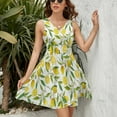 thumbnail image 3 of Limoncello, Lemon Vine Dress Summer Street Style Dresses Female Sleeveless Printed Sundress, 3 of 7