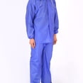 thumbnail image 4 of Rain Suit Split Thickened Coat Pant Non Disposable Raincoat Button Closure Gathered Cuffs Rain Wear 2J Blue Free Size, 4 of 5