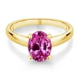 thumbnail image 2 of Gem Stone King 1.00 Ct Oval Pink Created Sapphire 10K Yellow Gold Ring, 2 of 4