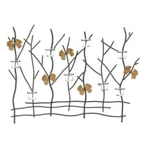 LuxenHome Rustic Black Field of Trees Wall Tea Light Holder Decor