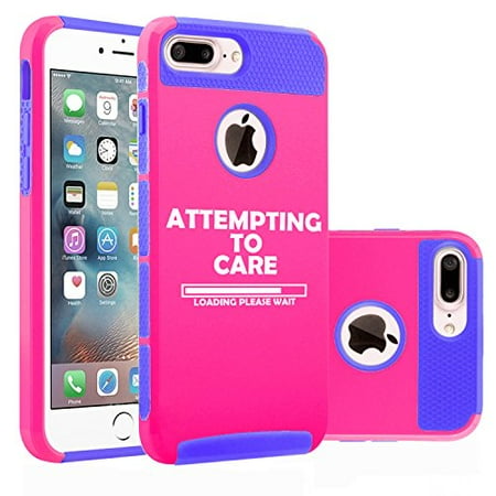 - Shockproof Impact Hard Soft Case Cover for Apple iPhone Attempting to Care Loading Please Wait Funny (Hot Pink-Blue for iPhone 8 Plus)