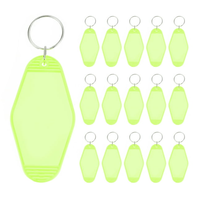 Unique Bargains Vintage Motel Keychain Blank Hotel Keychains Rhombus Retro Key Tag, Clear Green, 16 Pack