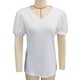 thumbnail image 1 of Blusa de verano con escote en V, ribete de encaje y mangas cortas abullonadas - Camiseta informal blanca para mujer, talla S, 1 of 3