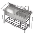 thumbnail image 3 of Bingirl Stainless Steel Utility Sink Free Standing Single Bowl Kitchen Sink with Cold and Hot Water Pipe and Faucet Washing Hand Basin for Laundry Room Kitchen Restaurant Garage Garden Backyard, 3 of 7