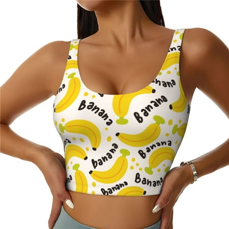 Matuu Banana Fruit for Women s Sports Bra - Soft  Comfortable and Breathable Sports Vest for Yoga  Fitness  and Dance-Large