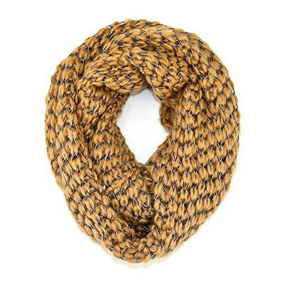 Knitted Stripped Winter Warm Infinity Scarf (Beige)