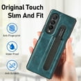 thumbnail image 3 of Allytech for Samsung Galaxy Z Fold 4 5G 2022 Case with Pen Holder, Slim Fit PU Leather Back Business Style Support Wireless Charging Folio Case for Galaxy Z Fold 4 (7.6 inch), Darkgreen, 3 of 7