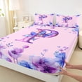 thumbnail image 3 of Manfei Letter P Monogrammed Full Size Sheets,Watercolor Rustic Flowers Bed Sheets,Cute Butterflies Sheet Sets For Girls,Microfiber Room Decorative,4pcs, 3 of 7