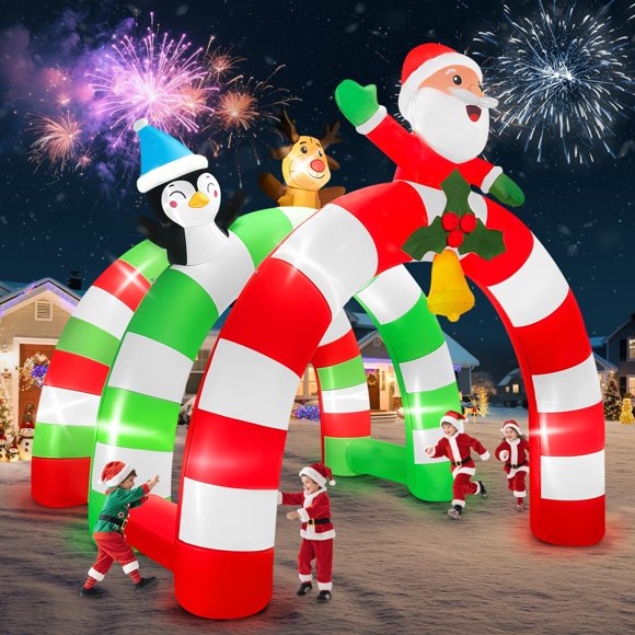 Lámpara LED Kalolary de Navidad con forma de arco inflable de 3,7 m