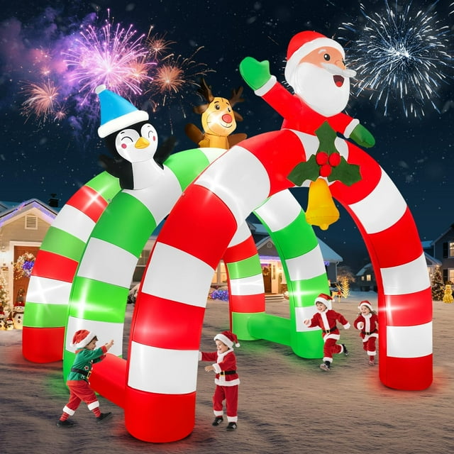 Lámpara LED Kalolary de Navidad con forma de arco inflable de 3,7 m
