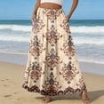 thumbnail image 2 of Women's Maxi Skirt Floral Printed Flowy Elastic Waist Long Skirts Boho Summer Beach Vacation Outfits with Pockets, 2 of 6