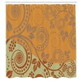 thumbnail image 2 of Ambesonne Swirls Shower Curtain, Curlicue Antique Form Floral, 69"Wx70"L, Marigold Rust Pale Green, 2 of 4