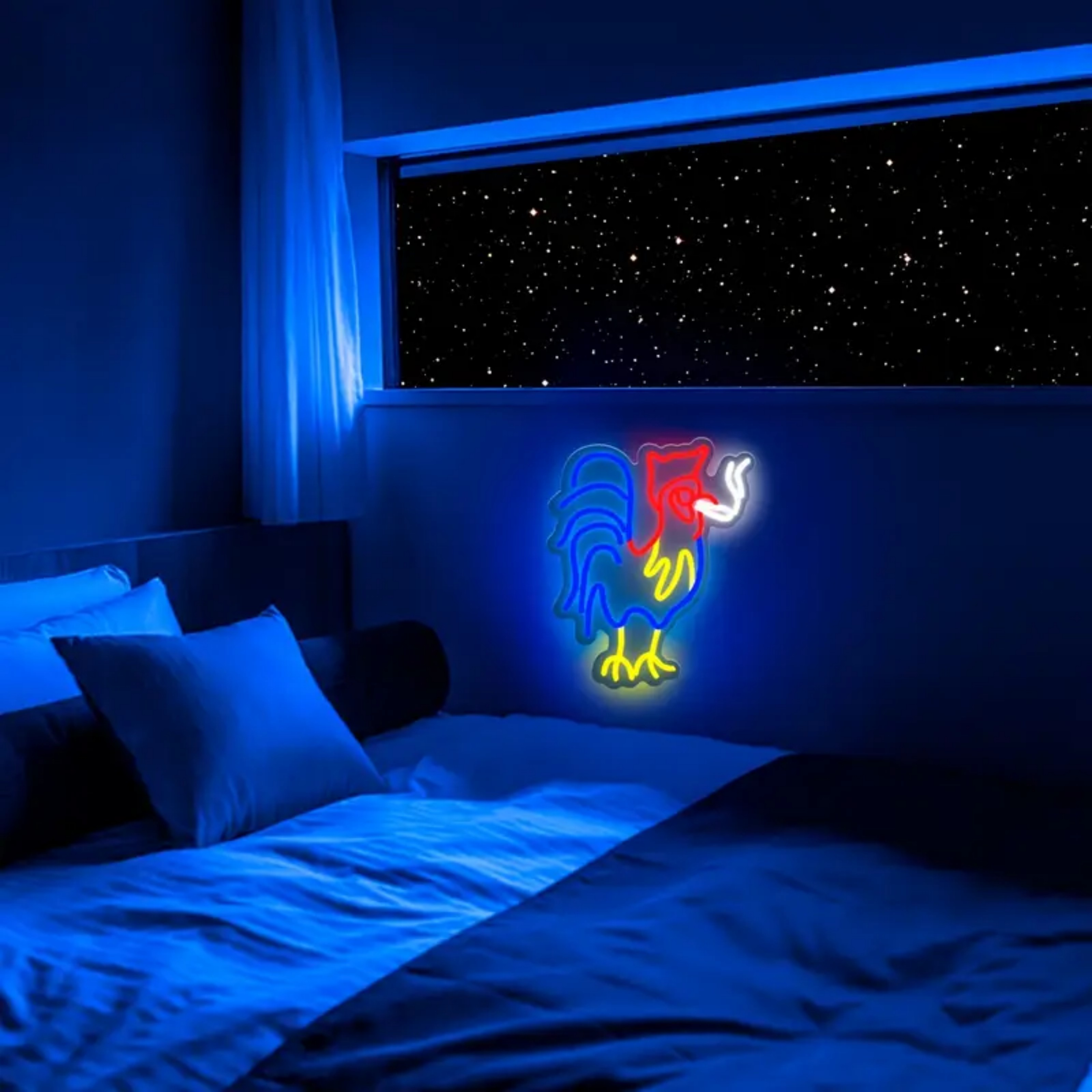 UPONRAY Cool Rooster Neon Signs, 12.6"*16" Dimmable & USB-Powered LED Neon Light, Stylish Wall Decor for Bedroom, Party, Game Room, Man Cave, Bar