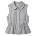 thumbnail image 4 of Turilly Women's Peter Pan Collar Button Down Sleeveless Peplum Tops Solid Casual Cropped Blouses for Summer Daily Wear, 4 of 6