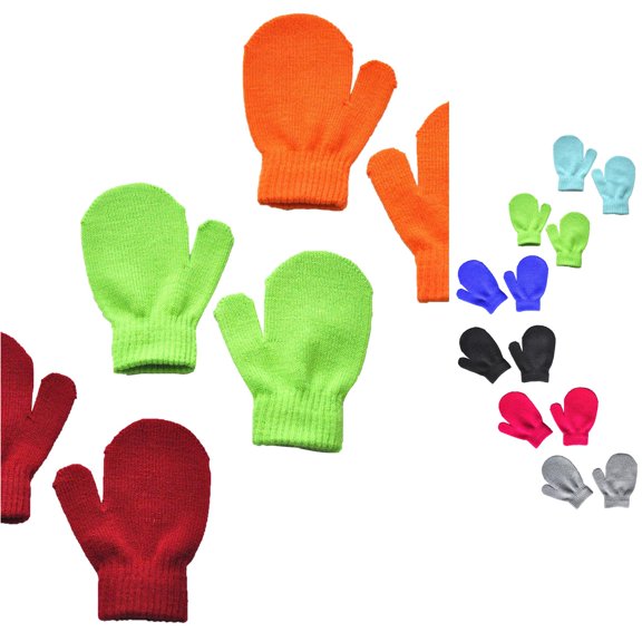 SUXIAN Gloves for Kids 3 Pairs Solid Color Knit Warm Baby Cute Mittens for Boys and Girls Winter Mittens for Toddlers G One Size
