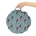 thumbnail image 2 of Romantic Round Floor Cushion with Handle, Valentine's Day Couple Tango Dancing on Stage Lovers Celebration Wedding, Pillow for Living Room & Dorms, 18" Round, Red Grey Slate Blue, by Ambesonne, 2 of 4