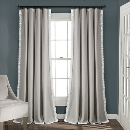 84&#34;x54&#34; Rosalie Rod Pocket Light Filtering Window Curtain Panels Light Gray - Lush D&#233;cor