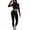 Black_001, variant on Domuza Women Seamless Workout Sets 2 Piece Long Sleeve Yoga Crop Blouses High Waist Leggings Yoga Clothing Gym Outfits Pink L